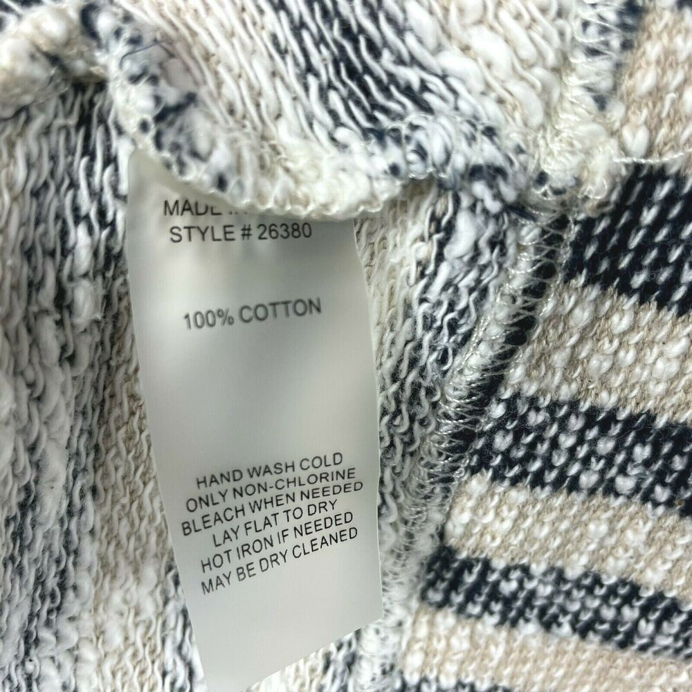 Soft Surroundings Sweater Size Small Frayed Hem Striped Pullover Cream Blue - Picture 5 of 5